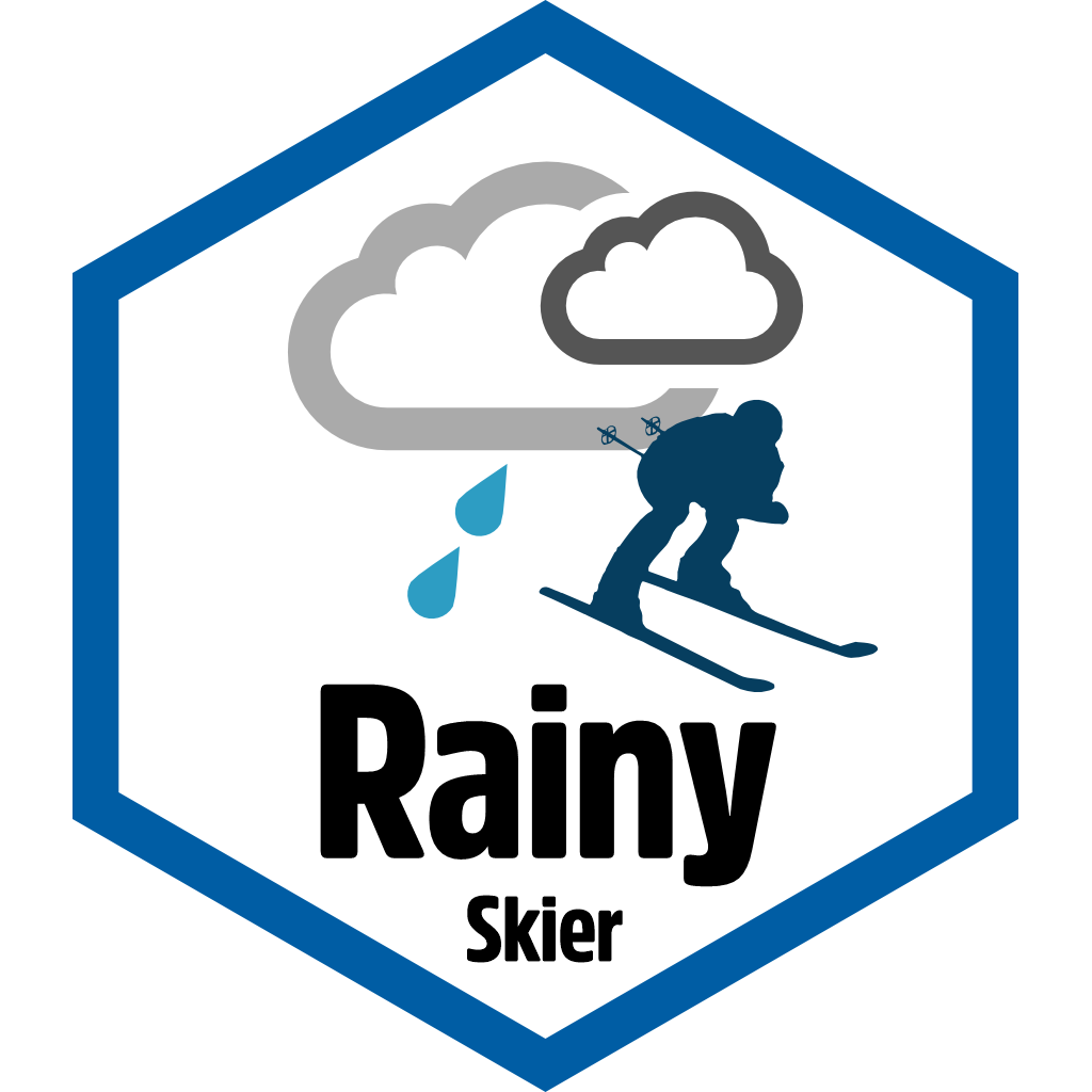 Rainy Skier pin